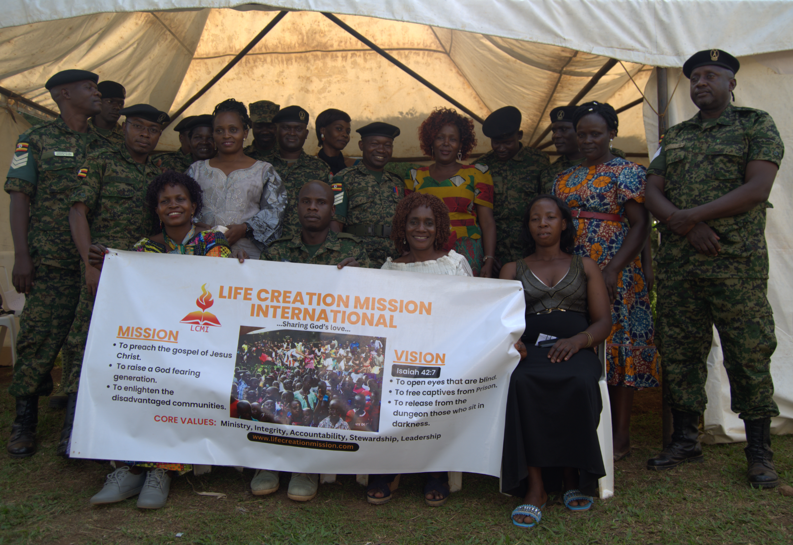 LCMI ministry team members and outreach work with UPDF personnel